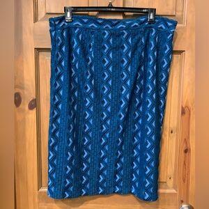 Anthropologie Blue Geometric Knit Lace Pencil Skirt, size 18W